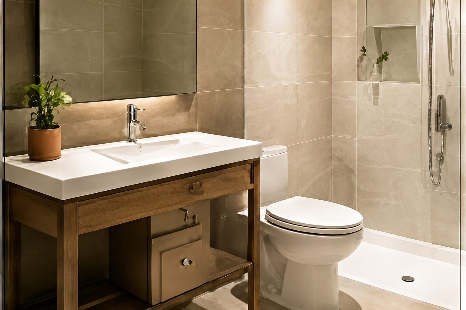 Modern bathroom with custom vanity