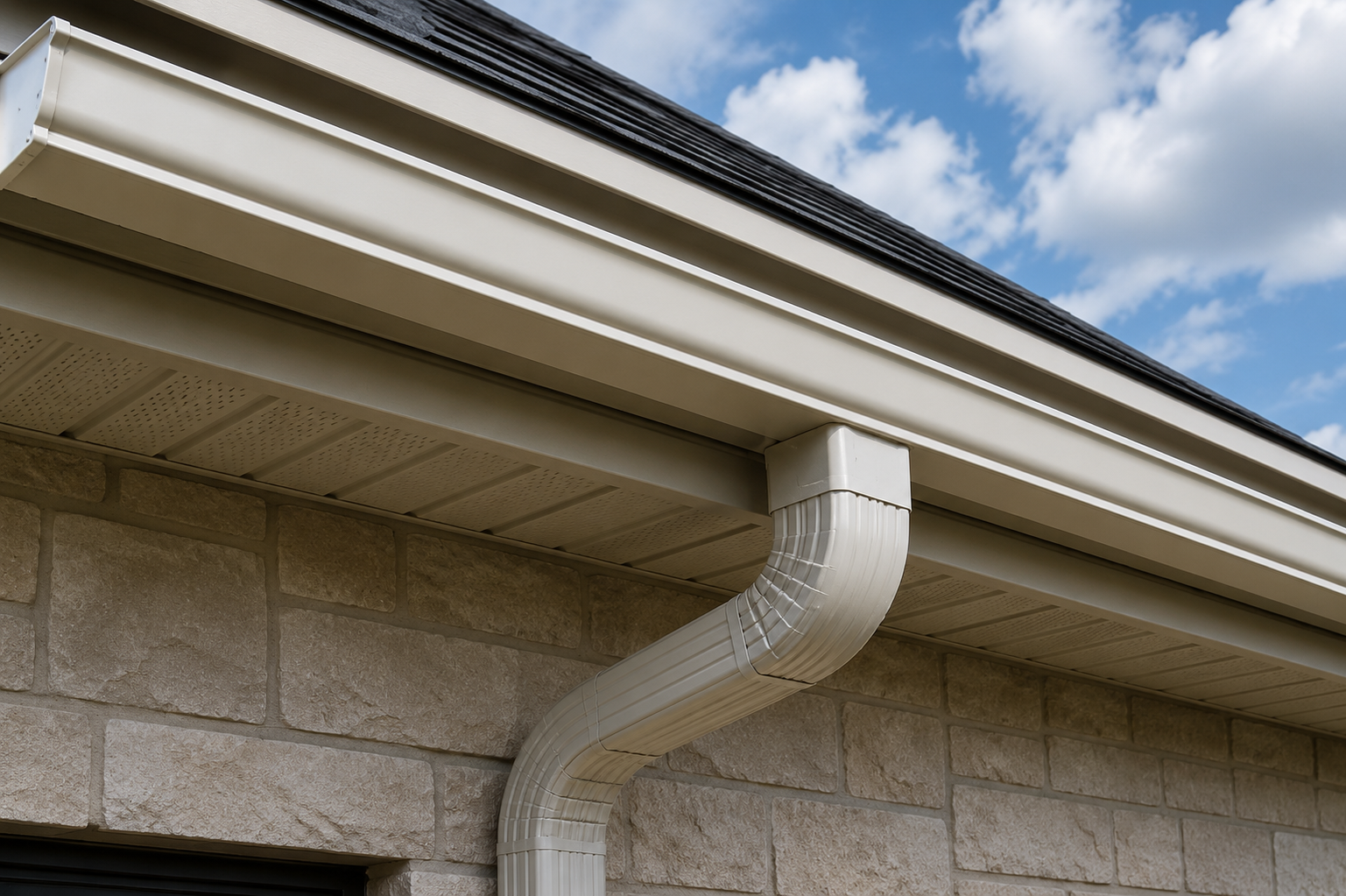 Gutter installation on a house